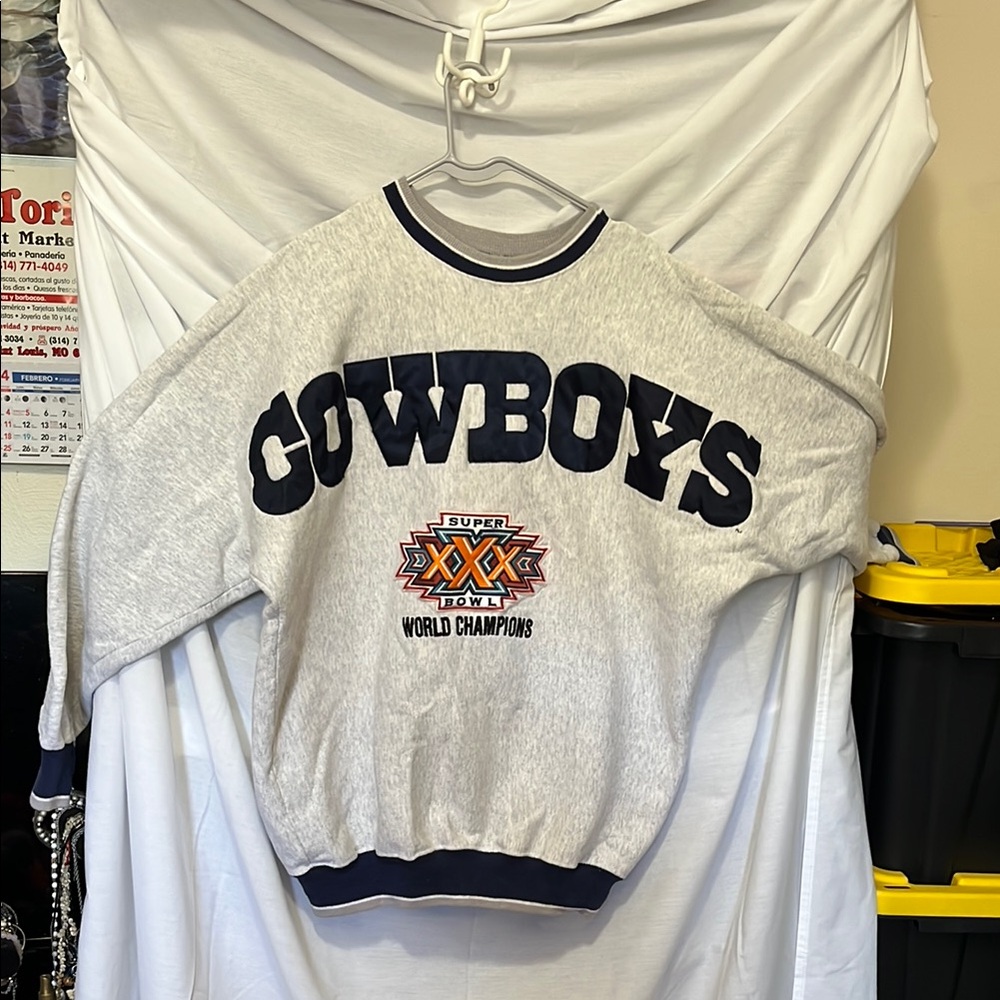 Gray and Blue Cowboys Sweatshirt with Elastic Banding
